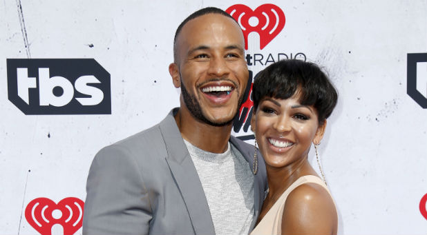Actress Meagan Good (R) and husband Devon Franklin (L) pose at the 2016 iHeartRadio Music Awards in Inglewood, California, April 3, 2016. Actress Meagan Good (R) and husband Devon Franklin (L) pose at the 2016 iHeartRadio Music Awards in Inglewood, California, April 3, 2016.